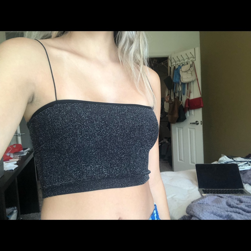 stretchy black crop/tube top